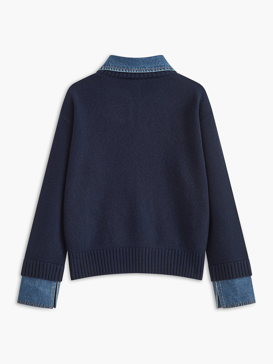 Stylish Polo Shirts for Women with Denim Collar Knit Sweater Design